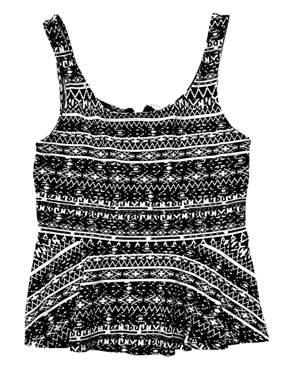 Express Size M Monochrome Geometric Tank Top With Ruffle Bottom